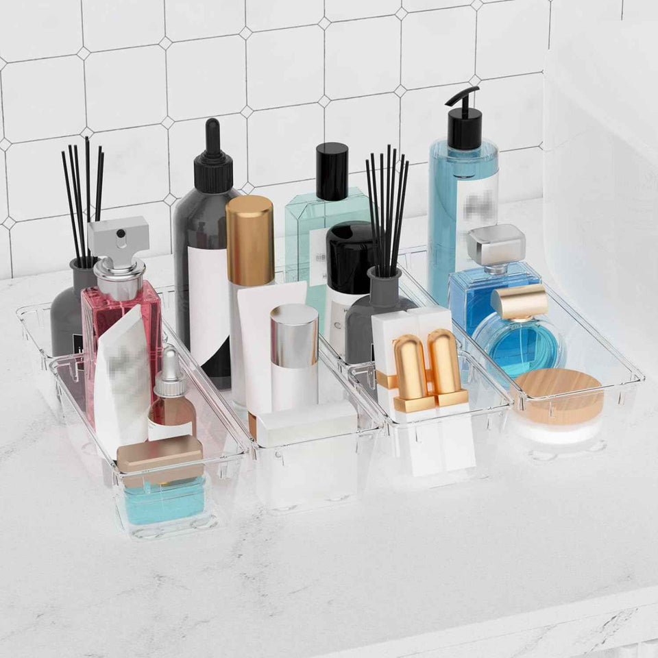 WOWBOX Clear 6-Pack Acrylic Drawer Organizer Set with Premium Material and Stackable Design