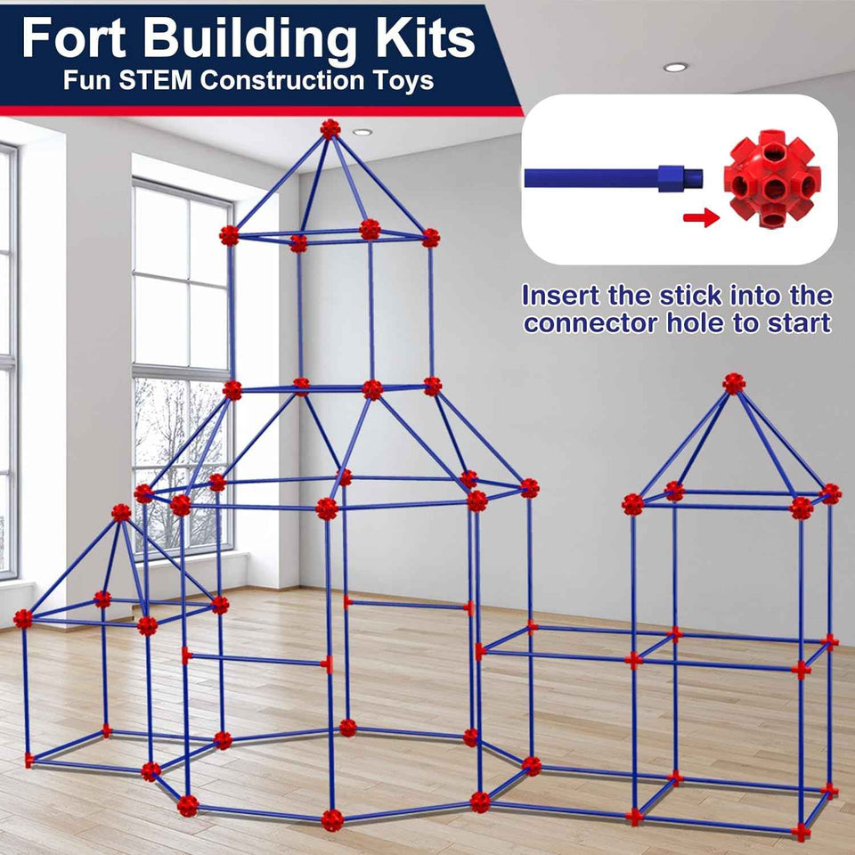OleFun 180 Pack Fort Building Kits for Kids Ages 4-8 STEM Building Toys DIY Castles Tunnels Play Tent Gifts
