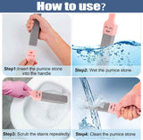 Navona 8 Pack Pumice Stone Scouring Sticks with 2 Universal Handles, Grey Pumice Stone Cleaner for Cleaning Toilets, Bathrooms, Kitchens, Spas and Pools