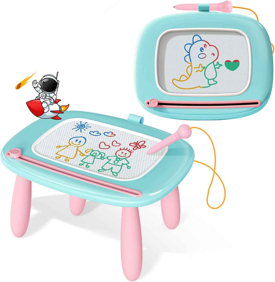 Kikidex Magnetic Drawing Board, Toddler Girl Toys for 1-2 Year Old, Doodle Board Pad Learning and Educational Toys for 1 2 3 Year Old Baby Kids Birthday Gift(Light Blue)