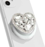 OnTheGrip Compatible with Magsafe Cute Cubic Diamond Heart Shape Design Collapsible Mobile Phone Grip Stand Holder for Smartphone Tablet Cell Phone Accessory (Gold Small)