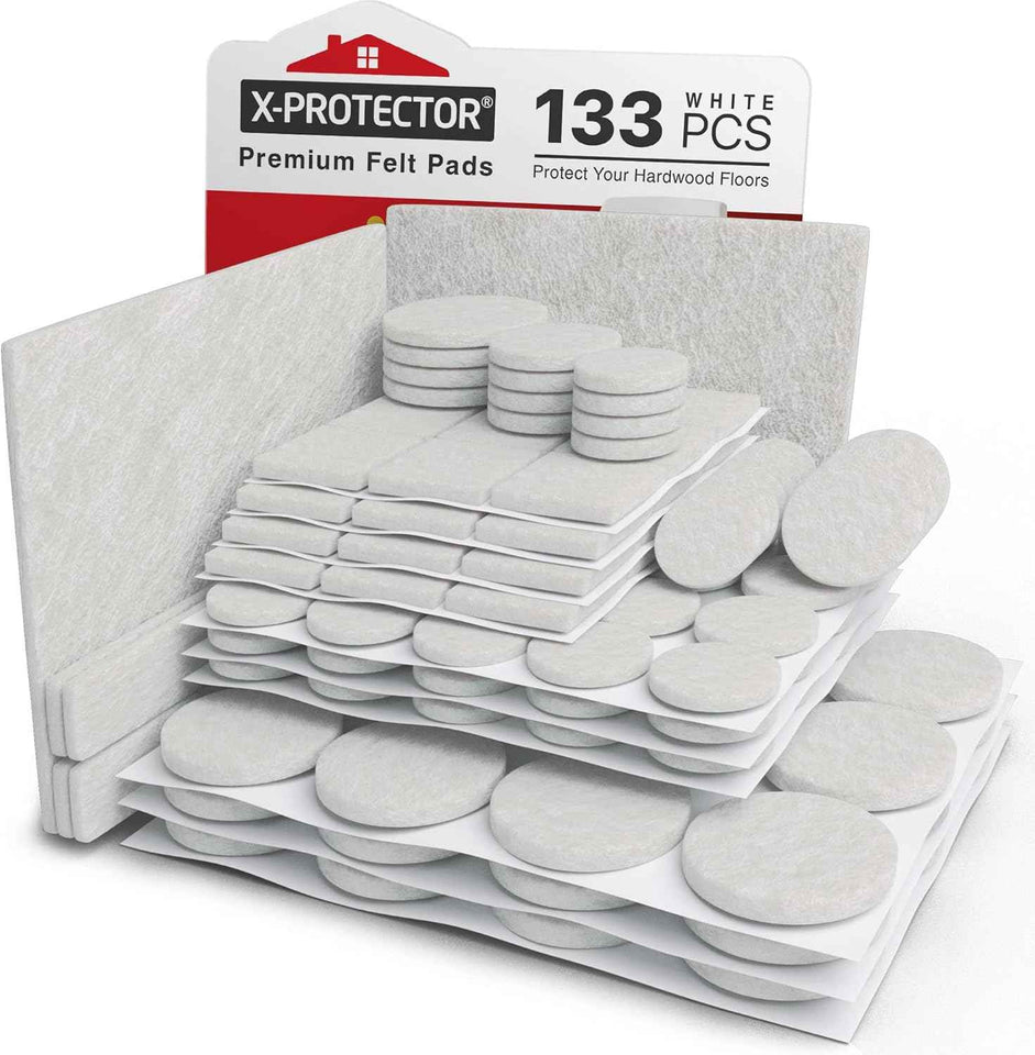 Felt Furniture Pads X-PROTECTOR 133 PCS Premium Furniture Pads - Felt Pads Furniture Feet Best Wood Floor Protectors - Protect Your Hardwood & Laminate Flooring! Brown and Beige