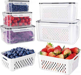 5 PCS Large Leakproof Fruit Containers with Removable Colanders, Dishwasher and Microwave Safe
