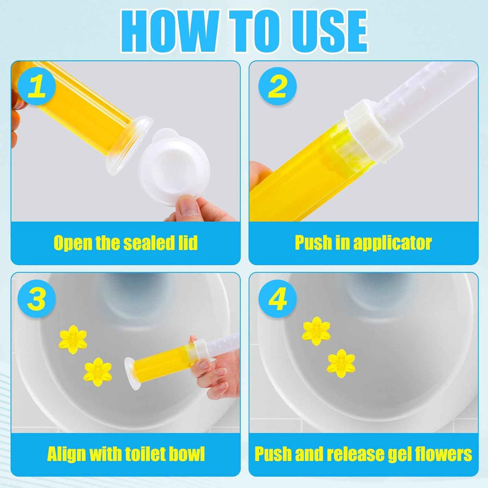 8 Pack Toilet Gel Stamp, 96 Stamps 8 Kinds Of Scent Toilet Bowl Cleaner Gel, Long-Lasting Flowers Shaped Bathroom Freshener, Keeps Toilet Fresh Fragrant and Clean