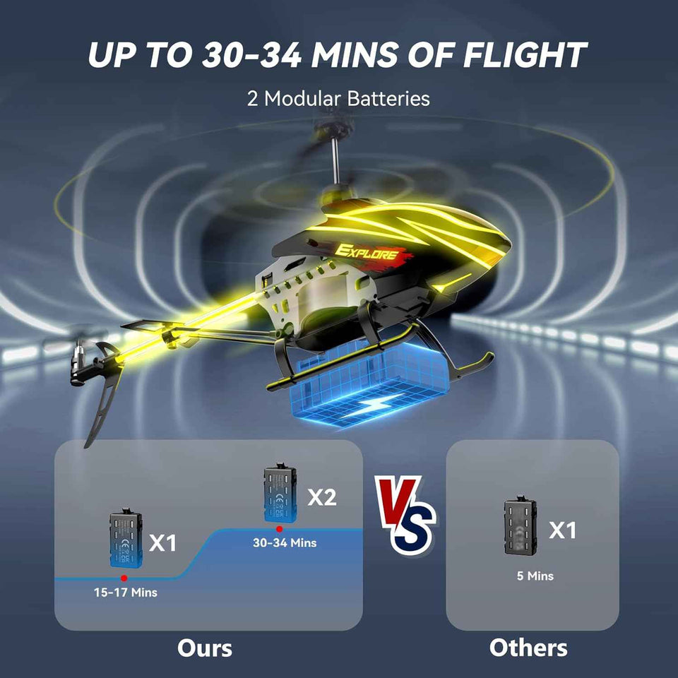 BUSSGO RC Helicopter 30Mins Flight, 7 LED Light Modes, Altitude Hold, RC Toys for Kids