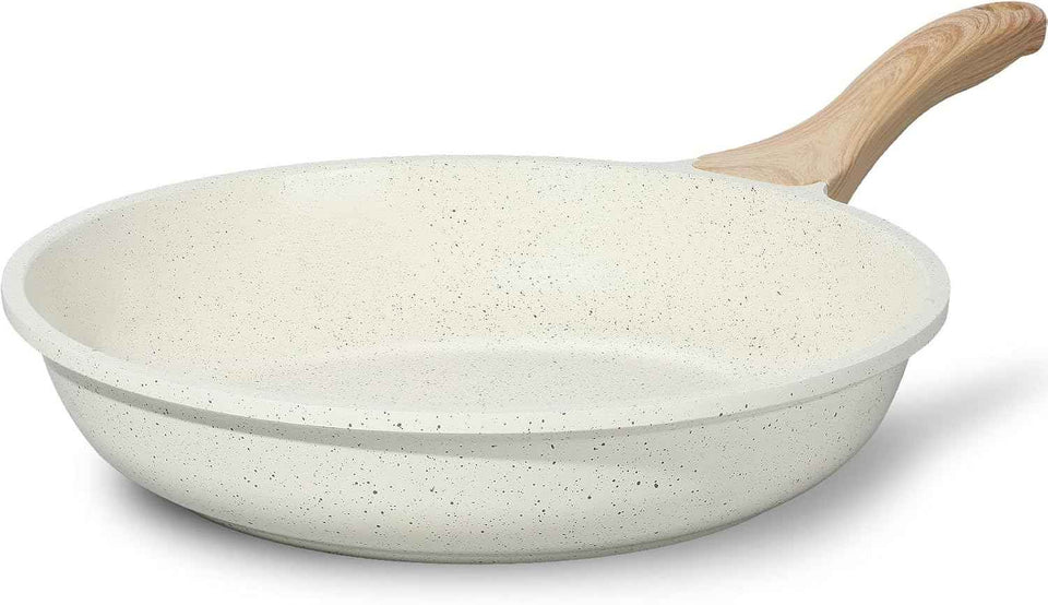 eslite life non-stick ceramic frying pan skillet, non-toxic egg omelette kitchen cooking pans compatible with all stovetops white 8
