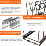 Bronze Expandable Pot and Pan Organizer with 10 Adjustable Compartments for Kitchen Cabinet Cookware