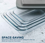 8-piece deep glass baking dish set with plastic lids and gray color