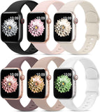 6 pack sport bands for apple watch series 11-1 38mm, 40mm, 41mm, 42mm, 44mm, 45mm, 46mm, 49mm in silicone waterproof strap