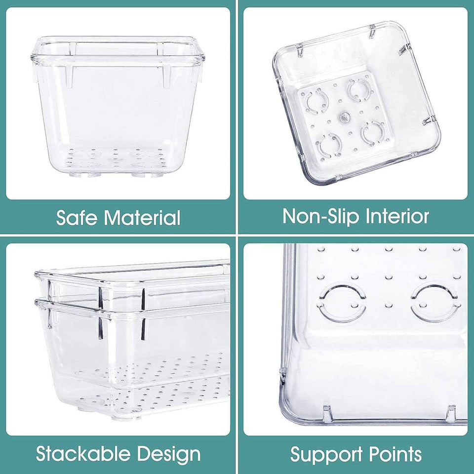 Clear Plastic Drawer Organizer Set - 25 PCS, 4 Sizes Desk Drawer Dividers & Storage Bins for Makeup, Jewelry, Gadgets, Kitchen, Bedroom, Bathroom, Office