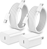 2-pack 20W Apple USB-C wall charger with 6FT USB-C to C cable for iPhone 17/Pro, iPad