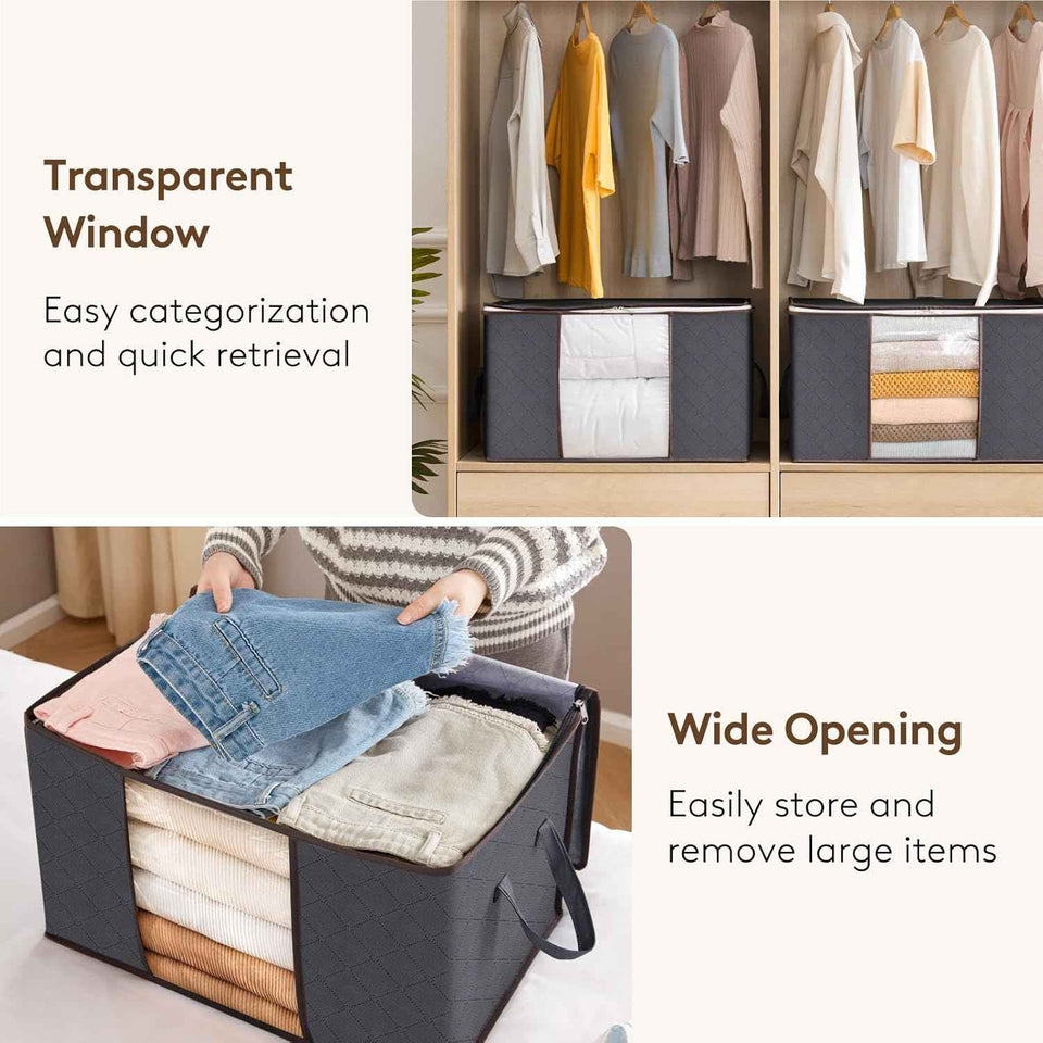 6 Pack Clothes Storage Bins with Lids, Foldable Blanket Storage Bags with Zippers