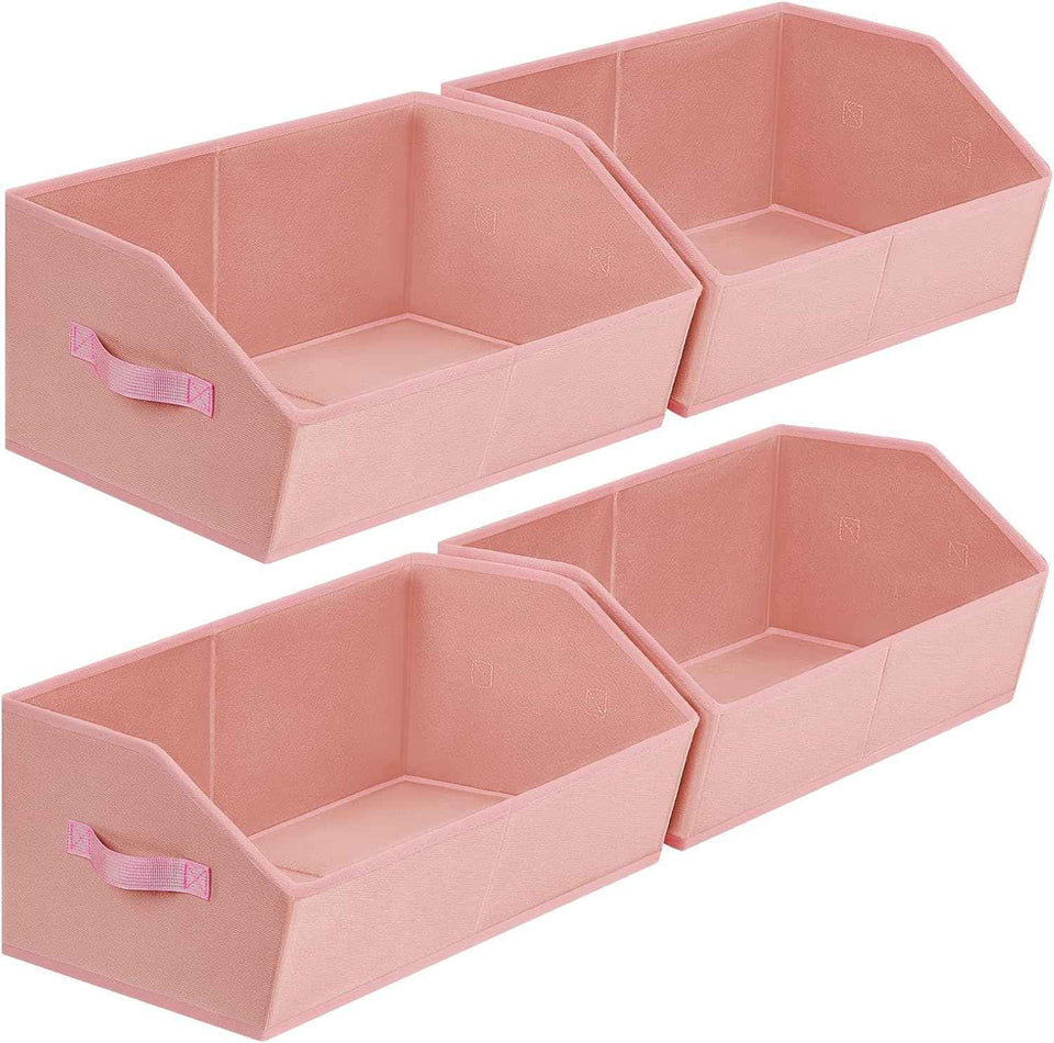Closet Organizers Bins 6 Packs - Large Closet Shelf Organizer with Handles, Fabric Trapezoid Storage Bins, Collapsible Storage Cubes for Clothes, Towels, Light Gray