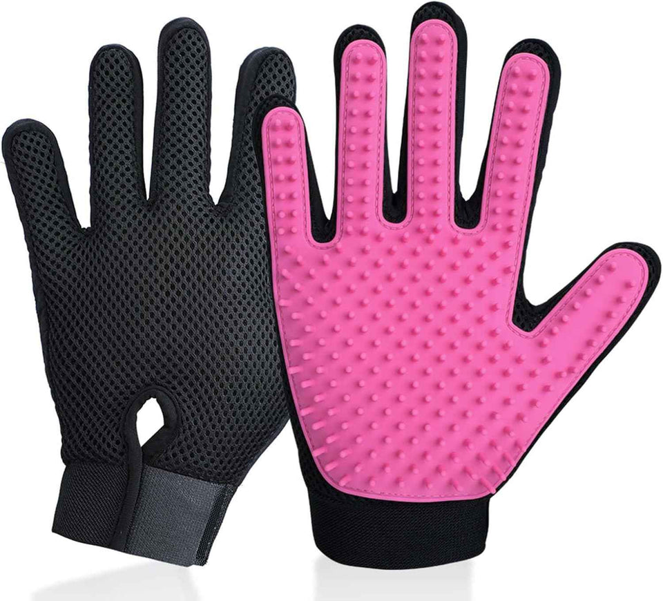 Upgrade Efficient Pet Hair Remover Gloves - Gentle Shedding Brushes for Dogs, Cats & Horses with Long and Short Hair - 1 Pair (Blue)