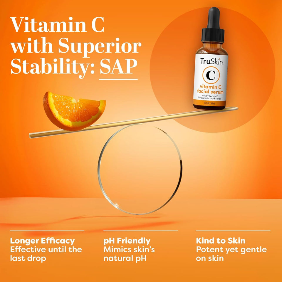 TruSkin Vitamin C Serum for Face - 2 fl oz - Anti Aging with Hyaluronic Acid and Vitamin E for Brightening and Hydration