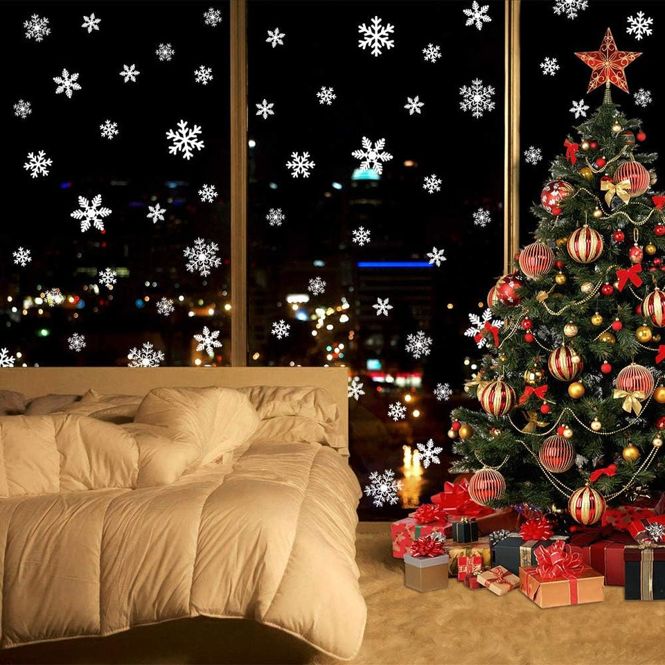 Christmas Snowflake Window Clings | 135pcs Static Decals Décor