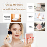 Small Compact Mirror for Purse,5X/1X Travel Magnifying Mirror for Women, Makeup Mirror for Girls, Portable Ultra Slim Pocket Mirror（Pink）