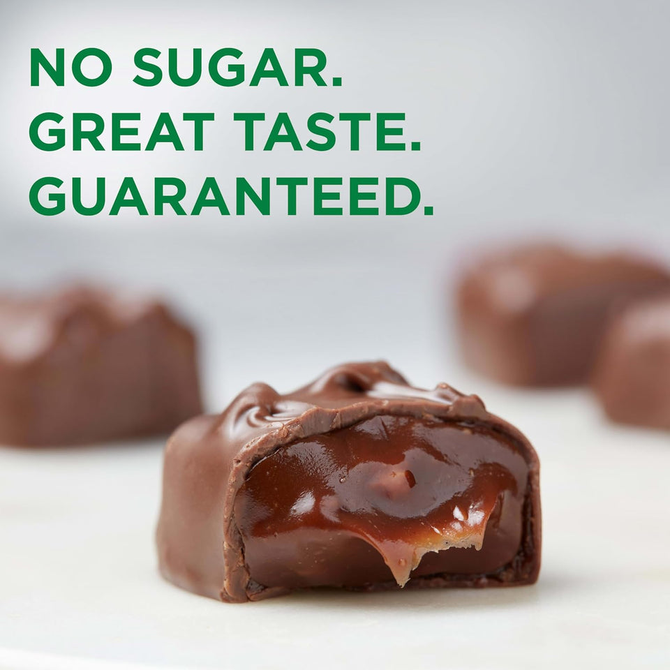 russell stover sugar free assorted caramels in chocolate, 15.3 oz. bag, made with stevia extract, no added sugar
