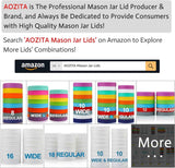 aozita wide mouth mason jar lids for ball kerr mason canning jars leak-proof dishwasher safe white plastic storage caps 10 pack