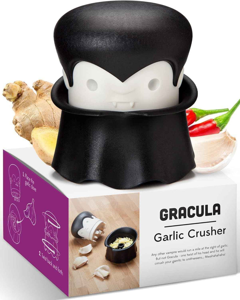 OTOTO garlic crusher and mincer for ginger, nuts, chili, herbs and goth kitchen gifts with twist top manual press peeler