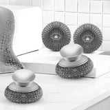 Stainless Steel Wool Scrubber with 2 Replacement Pads for Cleaning Metal Pans, Pots, Grills & More