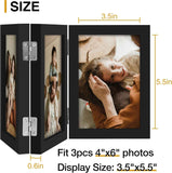 decorUhome Engineered Wood Trifold 4x6 Photo Frame with Plexiglass for Tabletop Display, Black, 3-Picture Frame
