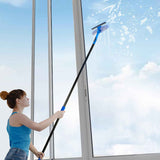 VITEVER Professional 69'' Window Squeegee Cleaner Tool with Extension Pole, 2-in-1 Squeegee for Window Cleaning Kit with Scrubber and Rotating Head, 1 Blade 2 Scrubber