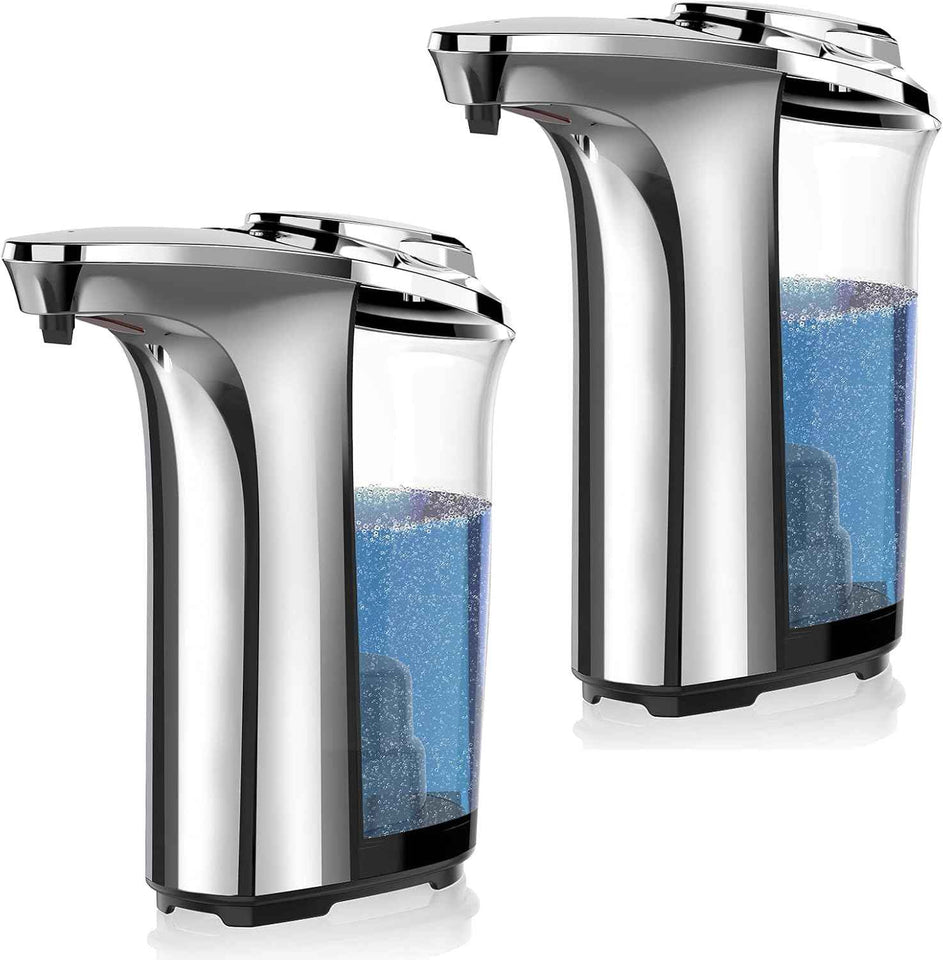 Automatic Soap Dispenser, Touchless Dish Soap Dispenser 17oz/500ml with Infrared Sensor, 5 Adjustable Soap Levels, Liquid Dispenser for Bathroom Kitchen (Silver)