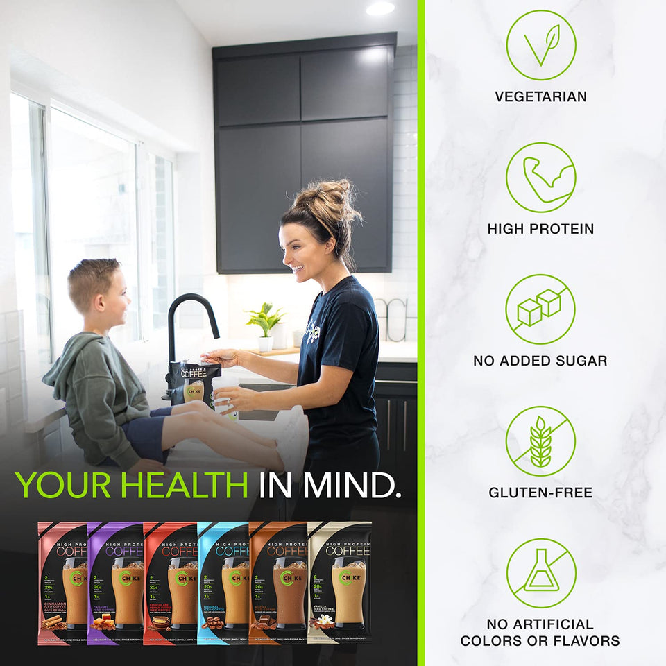 Chike High Protein Iced Coffee 20g Protein Keto Friendly Gluten Free Single Serve Packets 6 Count Espresso