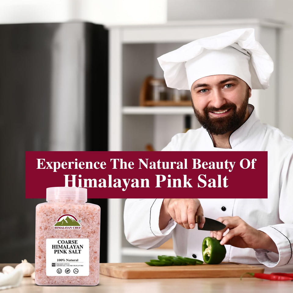 Himalayan Chef Pink Himalayan Salt Coarse Grain, 5 lbs, Pure, Natural, Kosher, Mineral-Rich, Refill for Grinders, Cooking, Seasoning