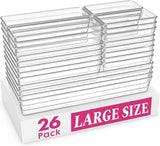 Criusia 26-Pack Large Drawer Organizer Bins - Clear Plastic Kitchen and Bathroom Organizers