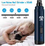 Casfuy 2-Speed Electric Rechargeable Pet Nail Trimmer for Small Medium Large Dogs & Cats, Dark Blue