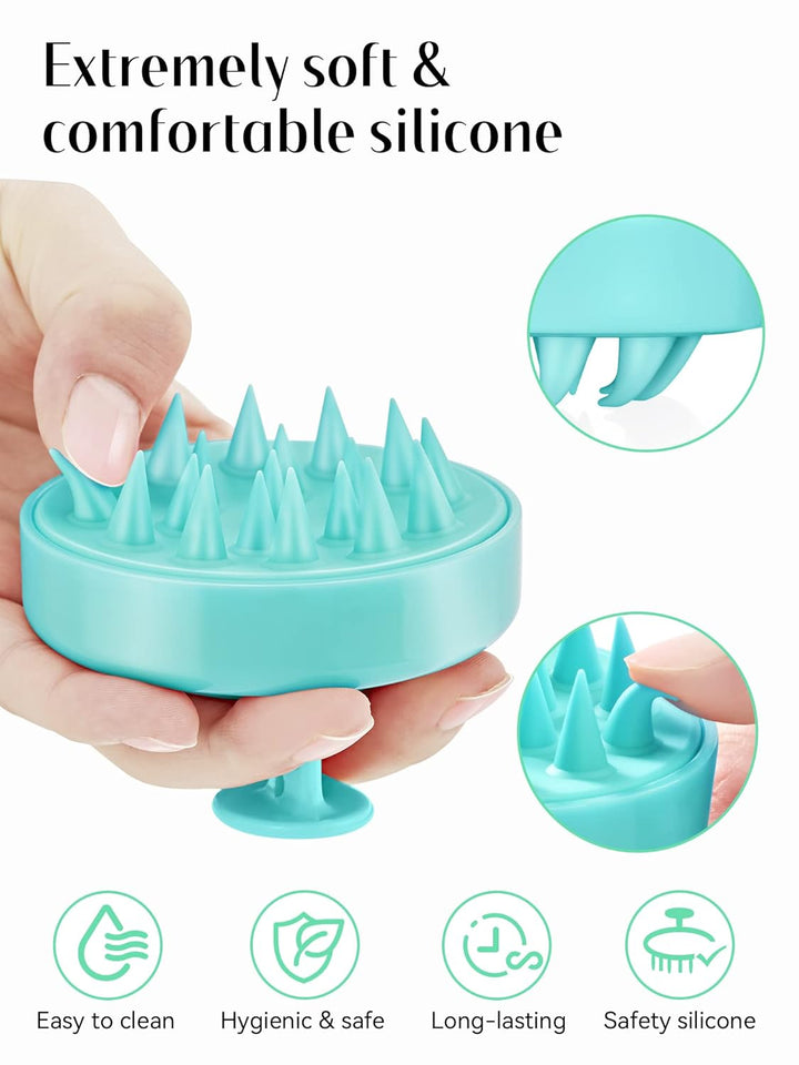 HEETA Scalp Massager Hair Growth, Soft Silicone Scalp Scrubber Shampoo Brush for Exfoliation, Dandruff Removal Head Massage Stress Relax, Wet & Dry Use for Thick Thin Curly Hair Care, Green