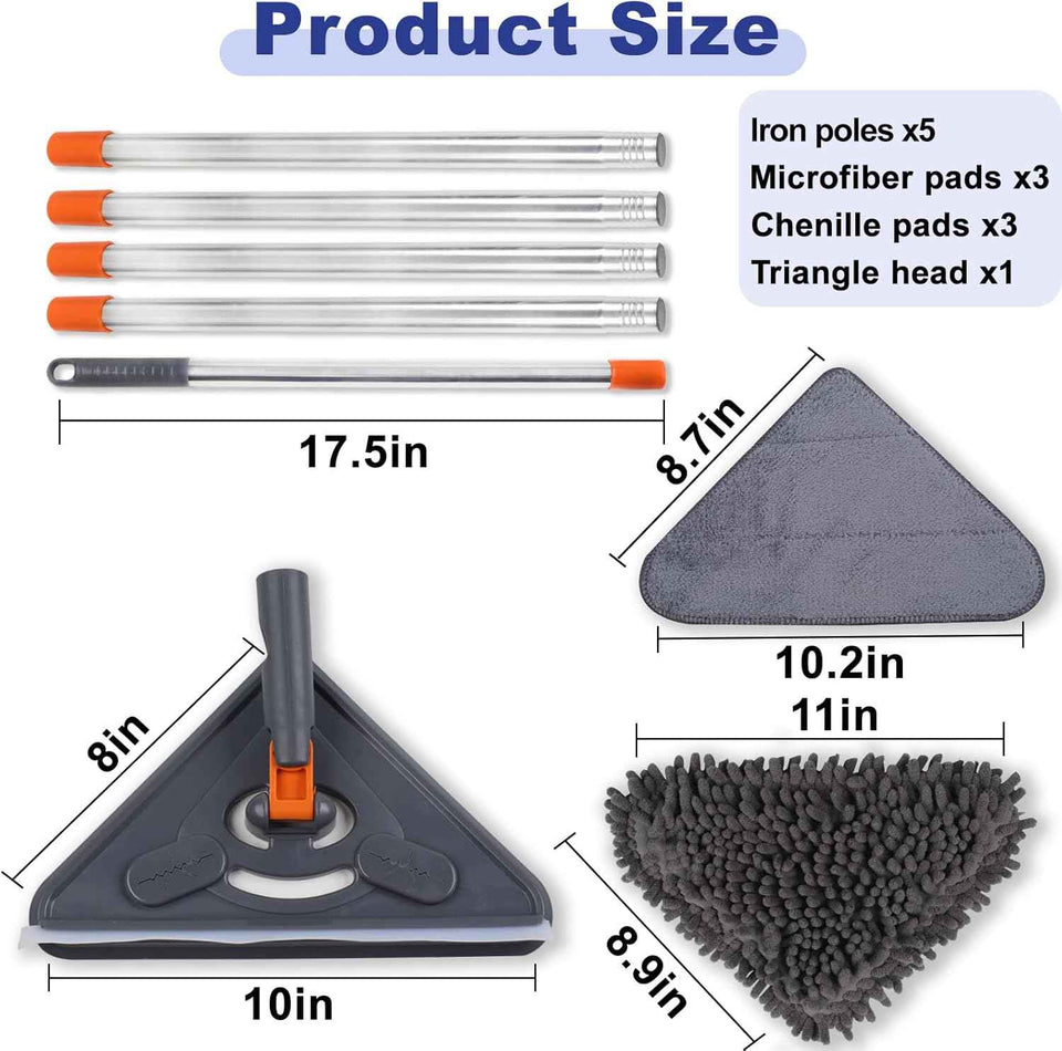 79 inches long handle wall cleaner mop with 360° wall washer for ceilings and dust baseboard floors