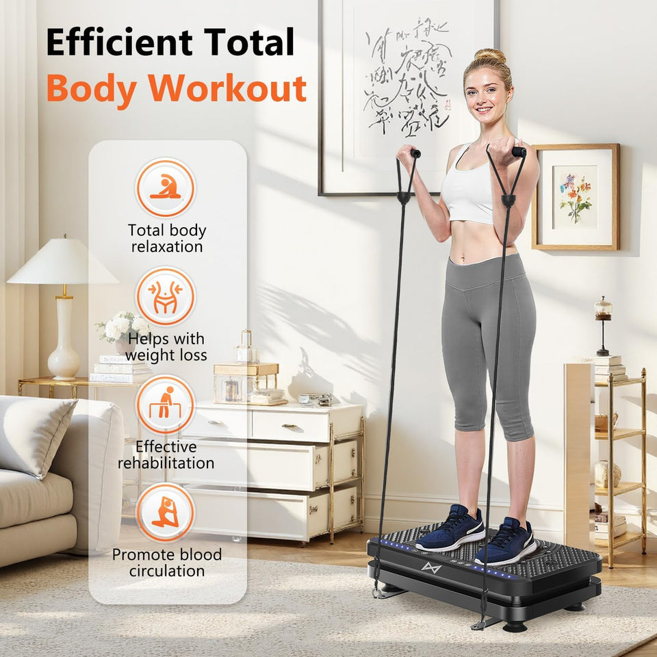 AXV Vibration Plate Fitness Platform Exercise Machine Vibrating Shaking Full Body Shaker Workout Vibrate Stand Shake Board Sport Gym for Weight Loss Fat Burner for Women Men