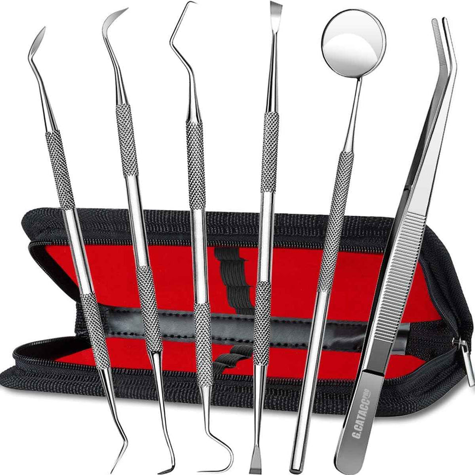 G.CATACC Dental Tools, Dental Pick Teeth Cleaning Tools, Plaque Remover, Professional Stainless Steel Tooth Scraper
