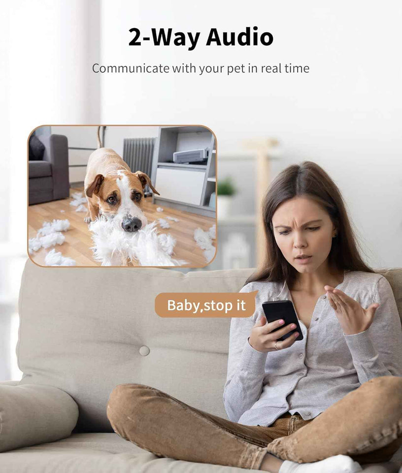 2K Pet Camera Treat Dispenser, 360°View Dog Camera with Phone App, 5G&2.4G WiFi 2-Way Talk Pet Cam Indoor for Cats Remote Treat Tossing, Motion Alerts, Auto Tracking