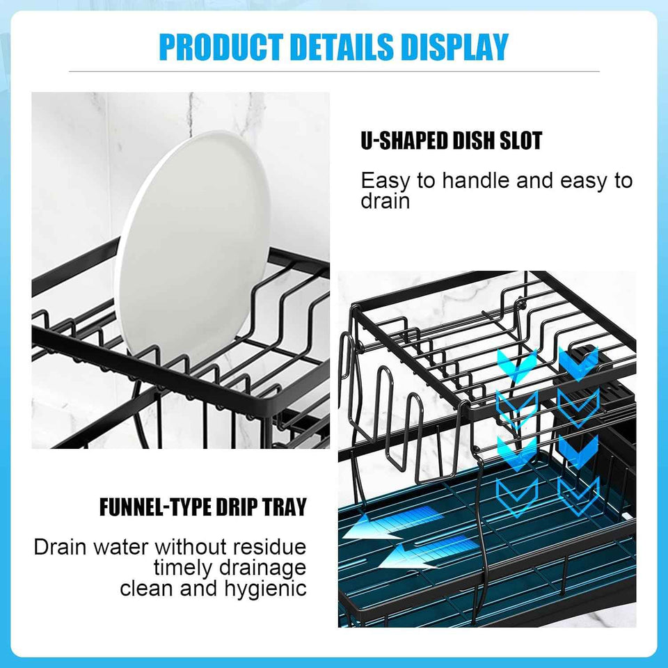 7-Code Large Capacity Dish Drying Rack for Kitchen Counter, Detachable Utensil Holder