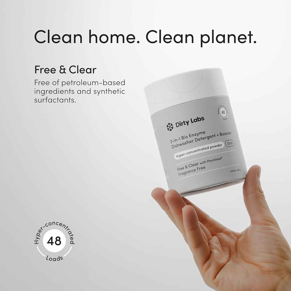 Dirty Labs Scent-Free Dishwasher Detergent and Booster, 48 Loads, Ultra Clean, Spot Free, Hyper Concentrated