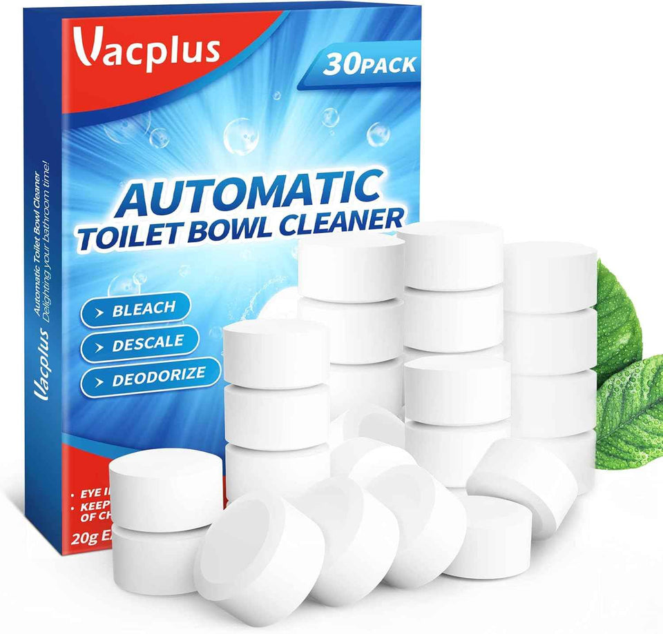 Vacplus Toilet Bowl Cleaner Tablets 12 PACK, Automatic Toilet Bowl Cleaners with Bleach for Deodorizing and Descaling, Bathroom Cleaner Against Tough Stains