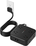 TESSAN Surge Protector Power Strip, 5 Ft Flat Plug Extension Cord with 3 USB (1 USB C) 8 Outlets, 900J Surge Protection, 3 Sided Outlet Extender with Power Switch for Office, Dorm Room Essentials