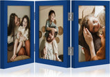 decorUhome Triple 4x6 Picture Frame Vertical, Engineered Wood Trifold Photo Frame with Plexiglass for Tabletop Display, 4x6, Black