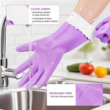 Elgood Reusable Dishwashing Gloves, Latex-free Cotton Lining, 2 Pairs, Purple and Blue, Medium