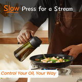TrendPlain - Original 16oz/470ml Olive Oil Dispenser Bottle for Kitchen Gadgets and Air Fryer Accessories - Olive Oil Sprayer for Cooking w/Stickers - Black