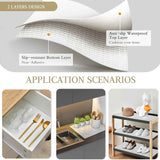 Beautysaid shelf and drawer liner for kitchen, non adhesive, waterproof, washable, thickened shelf paper protector (white, 12 in x 10 ft)