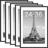 upsimples 11x14 Picture Frame Set of 5, Display Pictures 8x10 with Mat or 11x14 Without Mat, Wall Gallery Photo Frames, Black