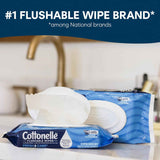 Cottonelle Fresh Feel Flushable Adult Wet Wipes, 8 Flip-Top Packs, 100% Flushable, Septic-Safe, 100% Residue Removal, 3x Cleaning Power