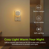 auvon plug-in led backlit night light with motion sensor and dusk to dawn sensor, warm white, adjustable brightness (4 pack)