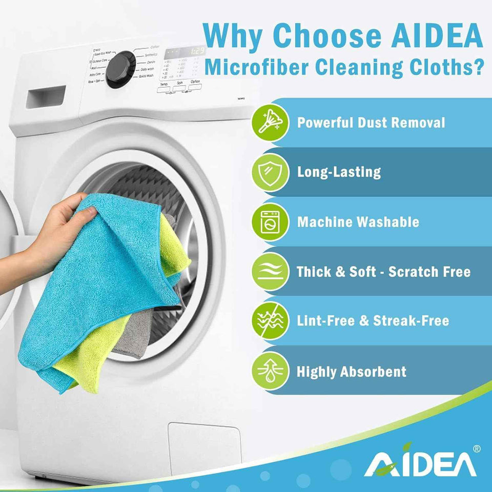 50-Piece AIDEA Microfiber Cleaning Cloths for Cars, Kitchen, Windows, and More