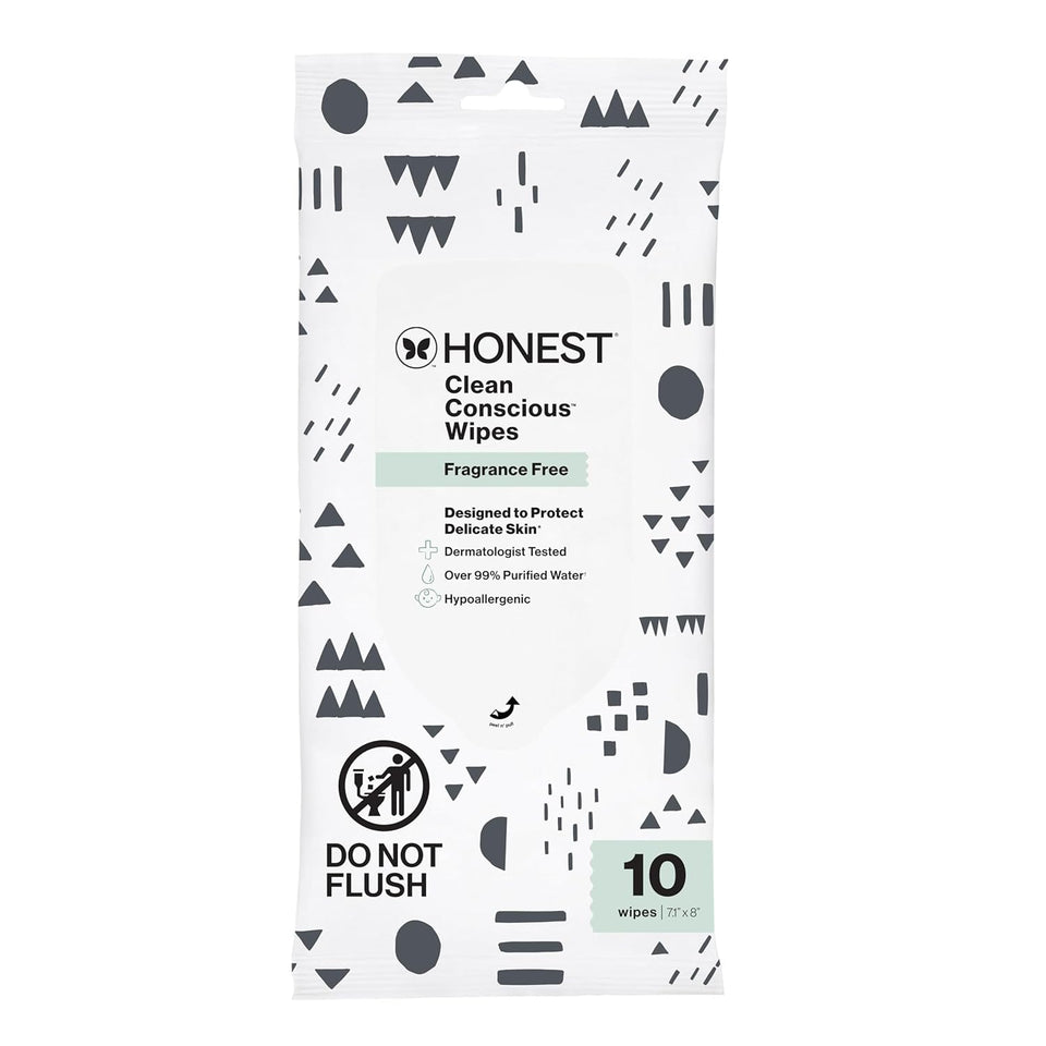 Honest Company Hypoallergenic Baby Wipes for Sensitive Skin, Fragrance-Free, 576 Count (6 Packs of 96)